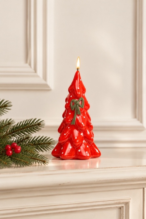 Świeca CHOINKA mała 150/80 CHRISTMAS GIFT mat czerwony/zielony