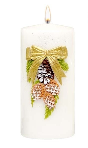 Świeca150/70 PINE DECORATION lakier biała