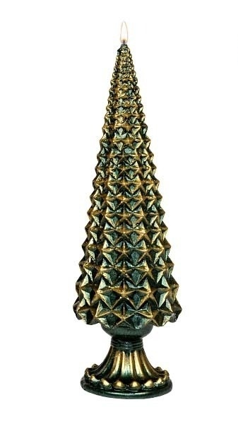 Świeca CHOINKA decor TREE METALIK butelkowa zieleń/złota