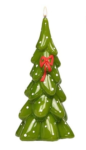 Świeca choinka duża 210/110 CHRISTMAS GIFT mat oliwka/czerwony