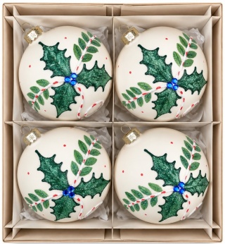 Bombki 120 dekorowane ornament op.4szt.: ZIMOWY OSTROKRZEW