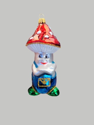 Bombka formowa: Grzybek muchomor w ogrodniczkach (256) SZ