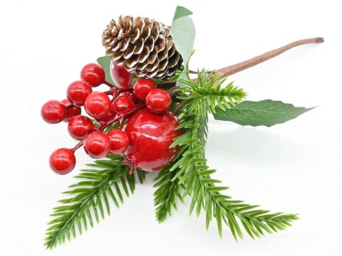 Gałązka 22cm pik dzika róża i muchomorek (CV34037)