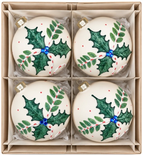 Bombki 120 dekorowane ornament op.4szt.: ZIMOWY OSTROKRZEW
