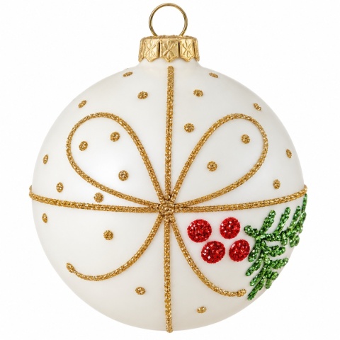 Bombki 100 dekorowane ornament op.4szt.: ZŁOTA KOKARDKA