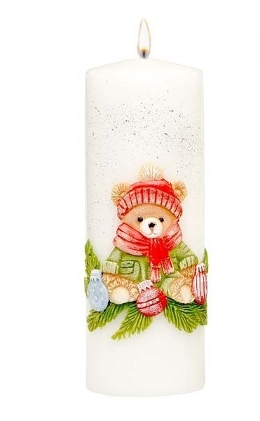Świeca 200/70 WINTER TEDDY lakier biały/czerwony