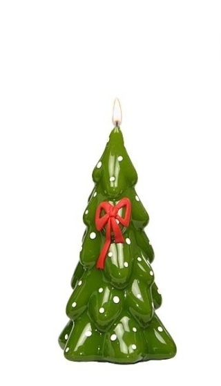 Świeca CHOINKA mała 150/80 CHRISTMAS GIFT mat oliwka/czerwony