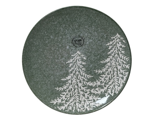 Talerzyk ceramiczny 20cm zielony z białymi choinkami (604060)