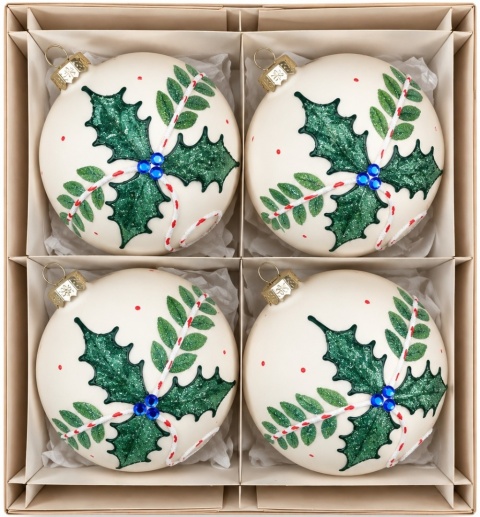Bombki 100 dekorowane ornament op.4szt.: ZIMOWY OSTROKRZEW