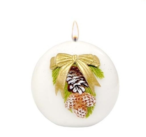 Świeca kula 100 PINE DECORATION lakier biała