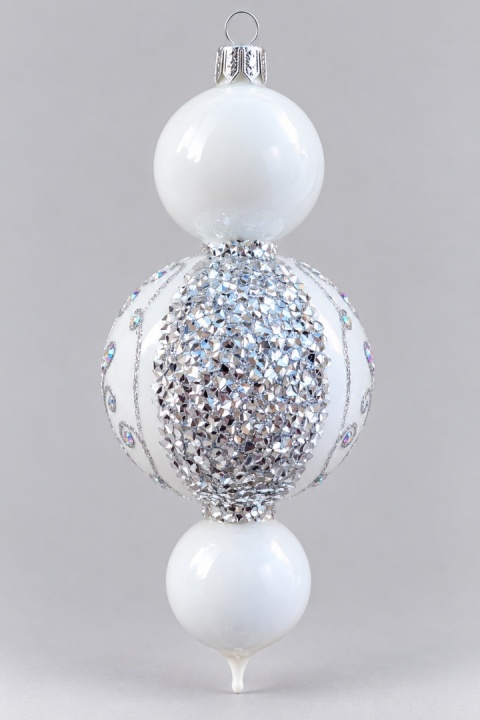 Bombka Wisior ornament z reflektorem: SREBRZYSTY SZAFIR