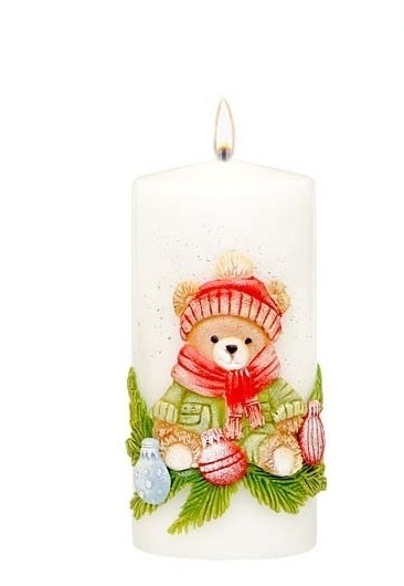 Świeca 150/70 WINTER TEDDY lakier biały/czerwony