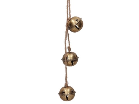 Zawieszka 3 dzwonki metalowe złote długość 54cm (TG81818-2)