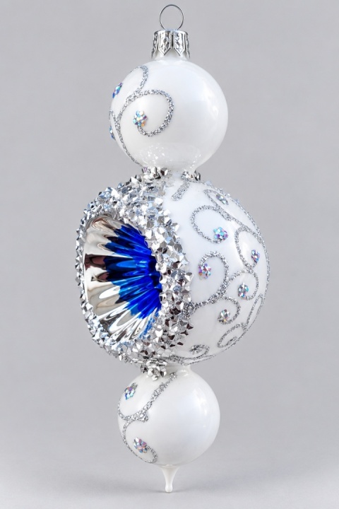 Bombka Wisior ornament z reflektorem: SREBRZYSTY SZAFIR
