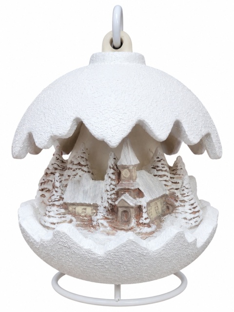 Kula ceramiczna 22cm LED kościół biały brokat