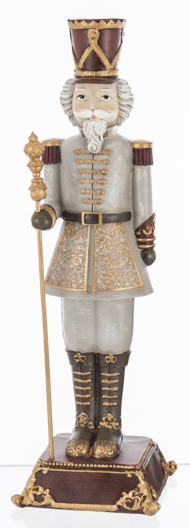 Dziadek do orzechów 42cm szary na podstawie poliresing (156496)