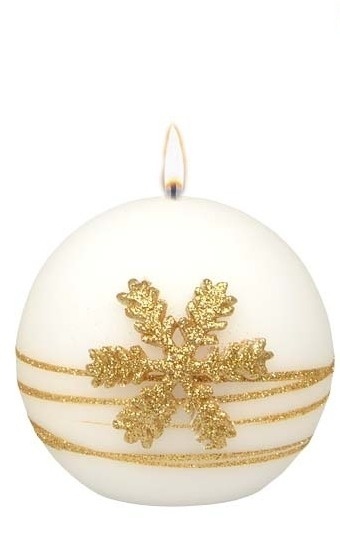 Świeca kula 100 GOLDEN CHRISTMAS lakier matowy biała