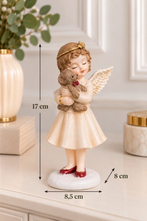 Aniołek tulący misia poliresin (26442)
