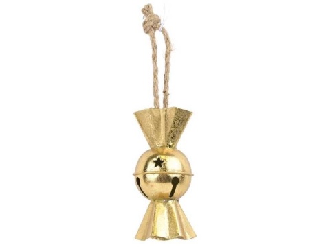 Zawieszka cukierek metalowy złoty dzwonek mały (TG82940-2)
