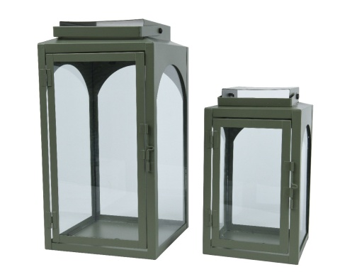 Kpl. 2 latarnie metalowe zieleń mat (390010)