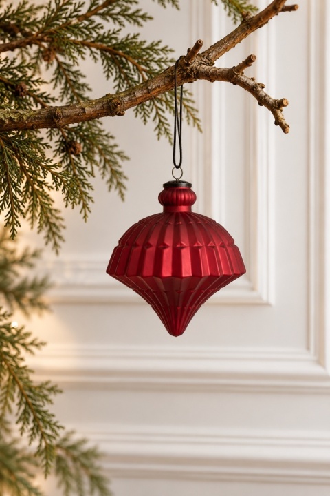 Bombka szklana finezyjna na rzemyku bordowa (OZB07763)