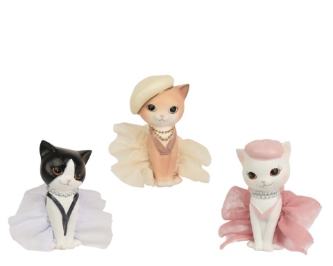Kotka elegantka różowe ubranko siedząca poliresin (703632)