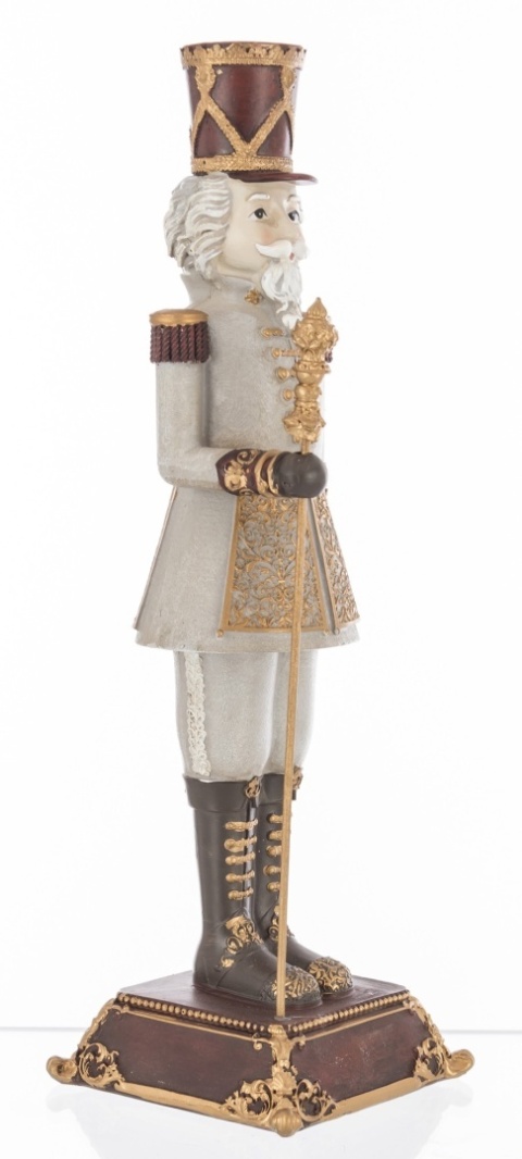 Dziadek do orzechów 42cm szary na podstawie poliresing (156496)