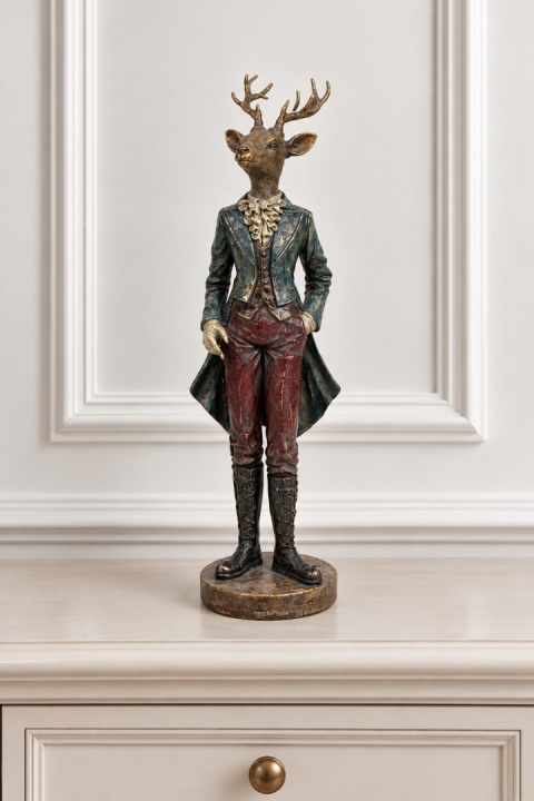 Pan Renifer "antique" w surducie poliresin (SX0339)
