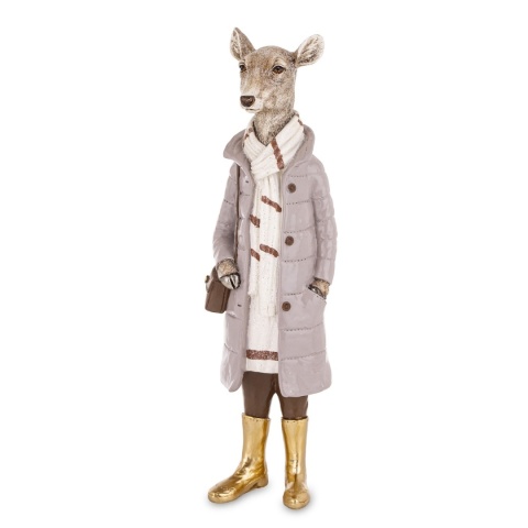 Pani renifer 36cm w płaszczu z torebką poliresing (181048)