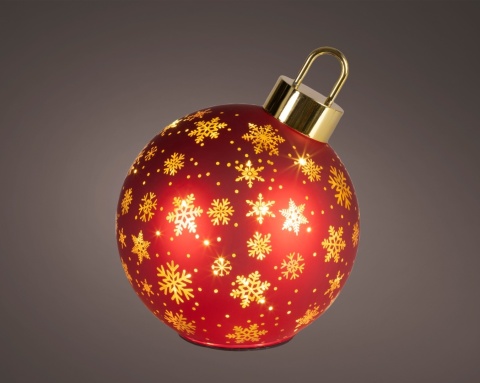 18cm red glass ornament, 25 LEDs, rotating tabletop design (481532)