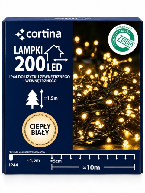 Lampki LED 200L 10mb ciepłe wew/zew (21/14/LED/WW)