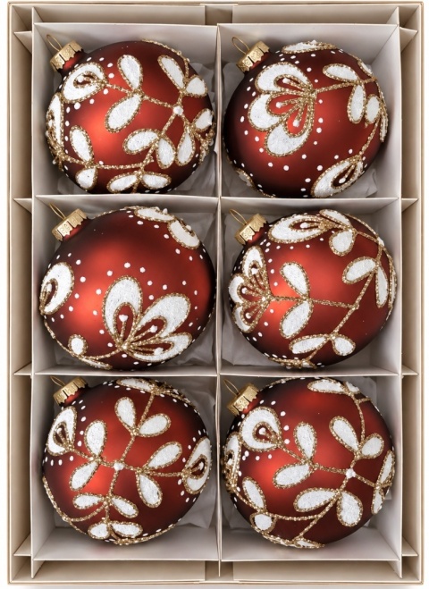 Bombki 80 dekorowane ornament op.6szt.: CYNAMONOWE ŚWIĘTA