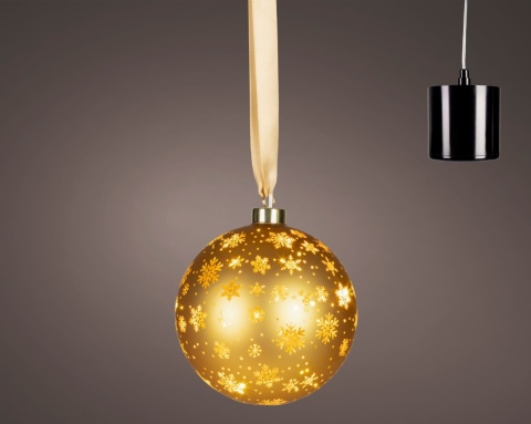 Bombka szklana fi 14cm złota 15LED wirująca (481524)