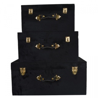 Kufer welurowy czarny mały h:19*40*23cm (116198)-20%