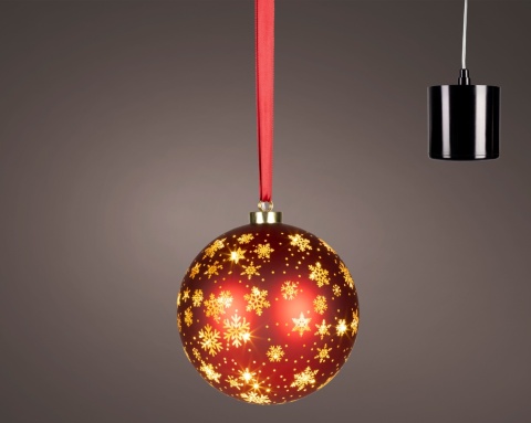 Bombka szklana 19cm czerwona 25LED wirująca (481523)
