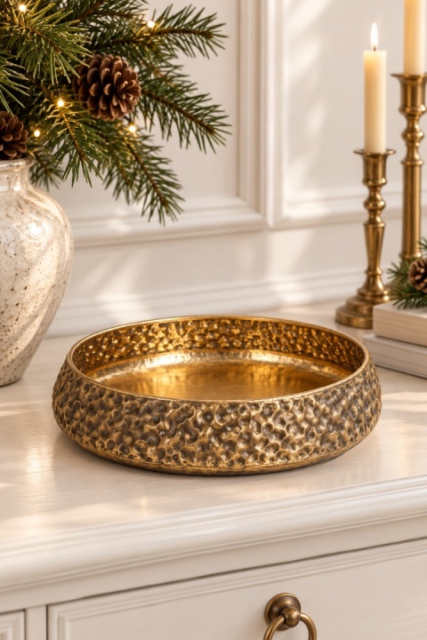 Patera młotkowana złota płaska mała (TG81839)