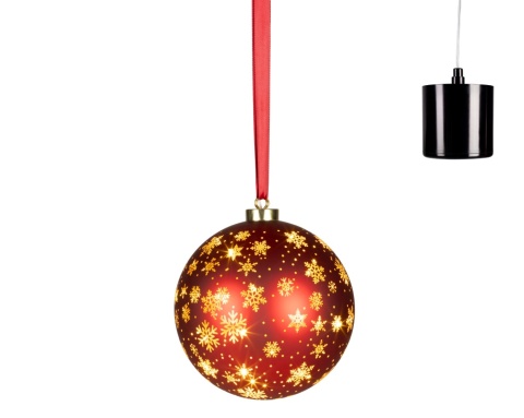 Bombka szklana 19cm czerwona 25LED wirująca (481523)