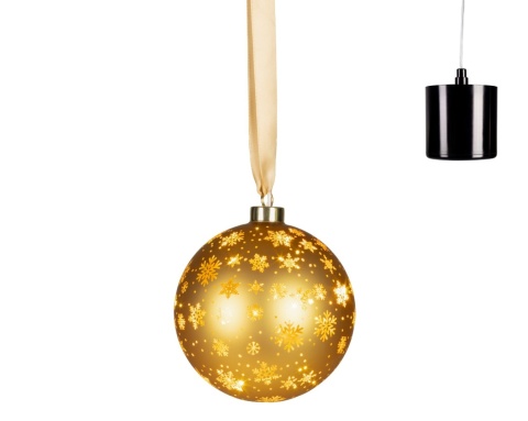 Bombka szklana fi 14cm złota 15LED wirująca (481524)