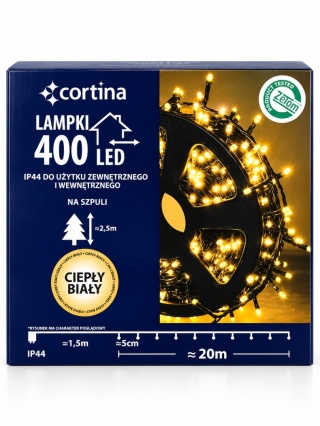 Lampki LED 400L transformator 19,95m wew. ciepłe (11/15/LED/WW)