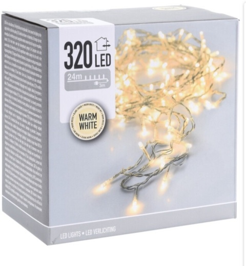 Lampki 320 LED 24m transparentny kabel ciepłe (AX8404050)
