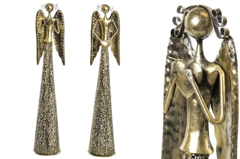 Anioł metalowy złoty 55cm ażurowy z sercem w dół (ART18394) fi 11cm-20%