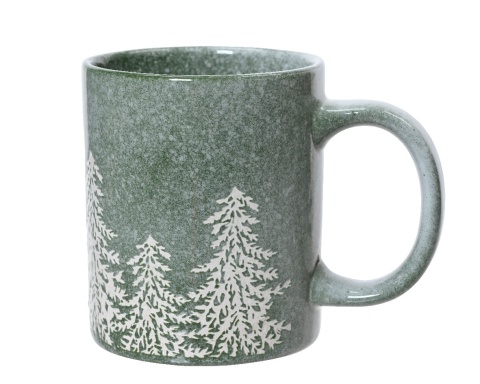 Kubek ceramiczny zielony z choinkami (604062)