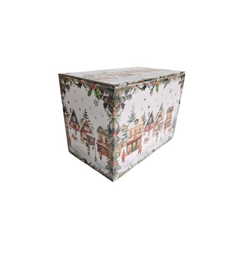 Kubek porcelana 460ml z metalowym zaparzaczem Christmas Village ozdbne pudełko