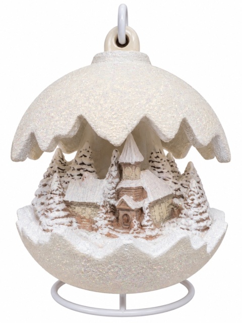 Kula ceramiczna 22cm LED kościół ecru brokat