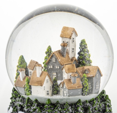 10 cm water globe with houses featuring gold roofs, music box (139780)