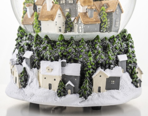10 cm water globe with houses featuring gold roofs, music box (139780)