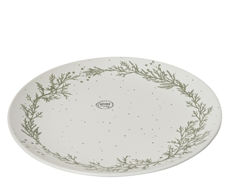 Talerz ceramiczny 27cm biały nakrapiany z gałązkami (615689)