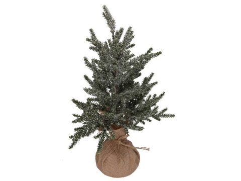 Choinka mała śnieżona 37cm w jutowym worku (CV42366-2)