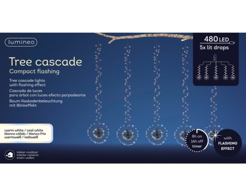Kaskada 480LED 5 sznurów z" jeżykami" ciepła timer (491029)