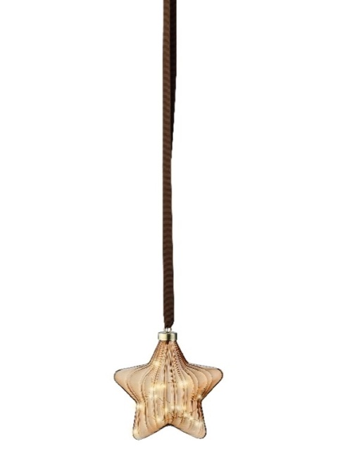 Gwiazda szklana 20cm miodowa 15LED (487591)